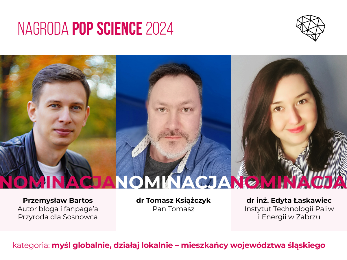 Zdjęcia nominowanych do POP Science 2024 w kategorii myśl globalnie działaj lokalnie - mieszkańcy województwa śląskiego