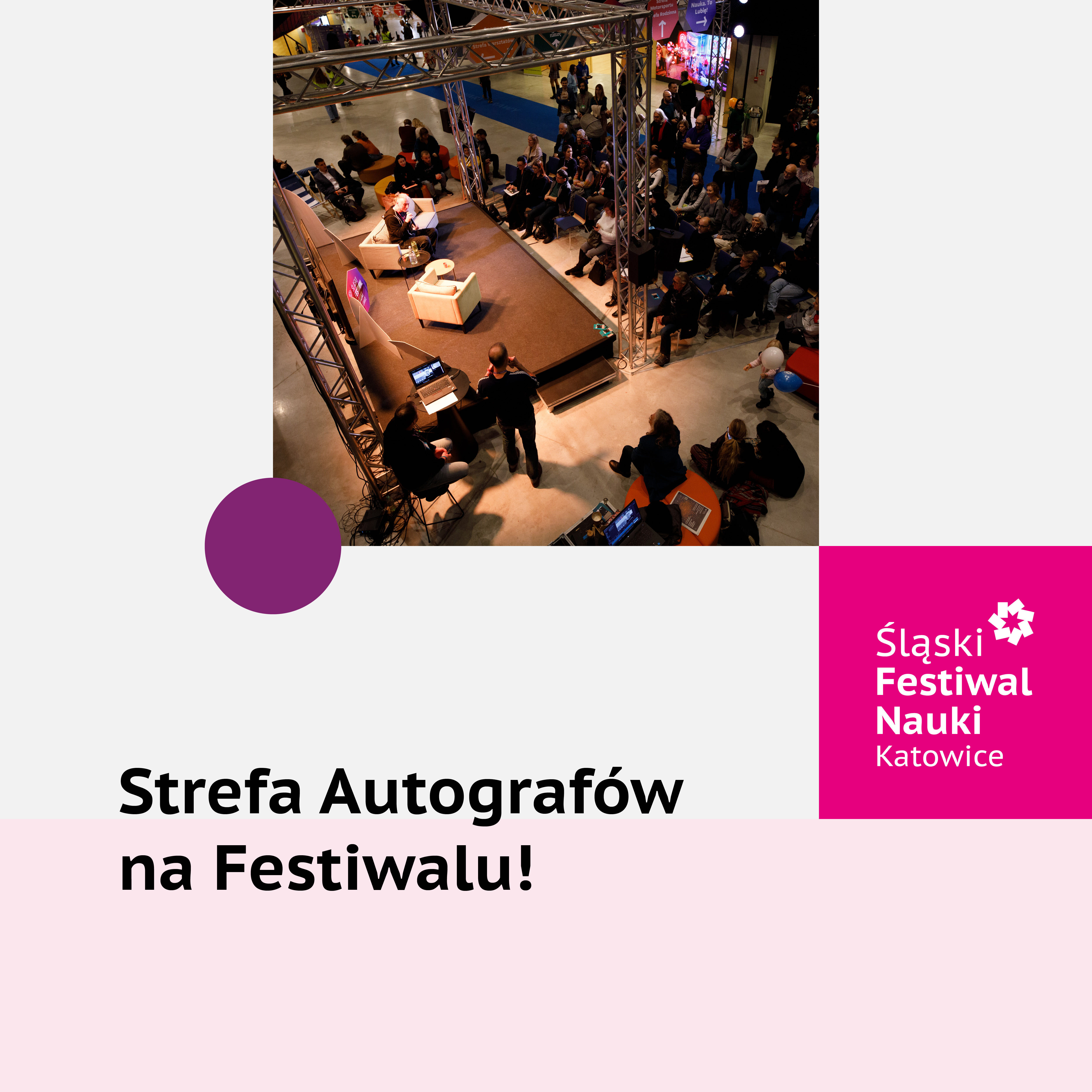 Grafika z napisem Strefa Autografów na Festiwalu