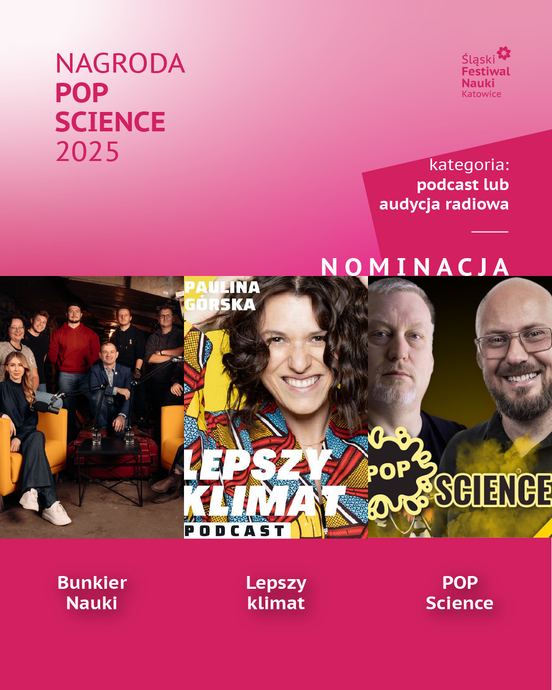 POP Science 2025 nominacje w kategorii podcast lub audycja radiowa